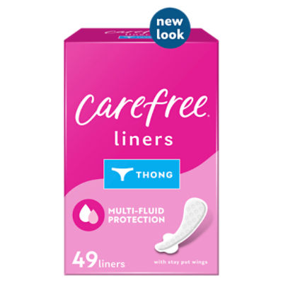 Carefree Unscented With Wings, Thong Pantiliners