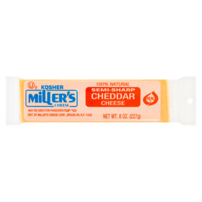 Miller's Kosher SemiSharp Cheddar Cheese, 8 oz ShopRite