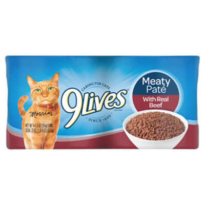 Morris 9Lives Meaty Paté with Real Beef, Cat Food
