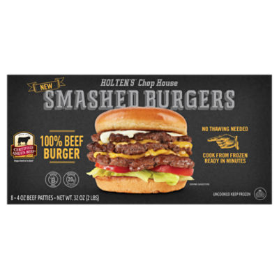 Holten's Chop House CAB Smashed Burger Beef Patties, 4 oz. 8 count