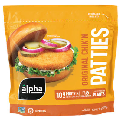 Alpha PlantBased Crispy Chik'n Patties, 4 count, 10 oz
