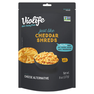 Violife Just Like Cheddar Shreds Shredded Cheese DairyFree Vegan 8 oz
