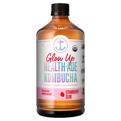 HealthAde Kombucha Strawberry Glow Probiotic Tea, 16 fl oz