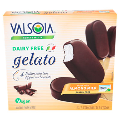 Valsoia Dairy Free Italian Mini Bars Dipped in Chocolate Gelato, 4