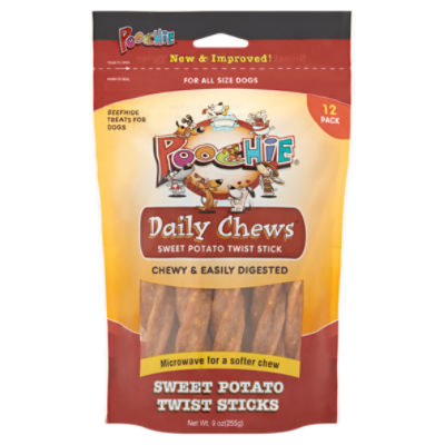 Poochie Daily Chews Sweet Potato Twist Stick Beefhide Treats for Dogs
