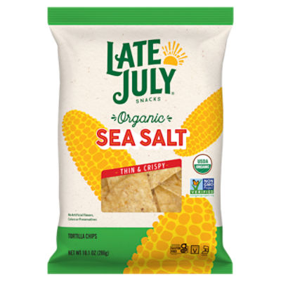 Late July Snacks Thin and Crispy Organic Tortilla Chips with Sea Salt