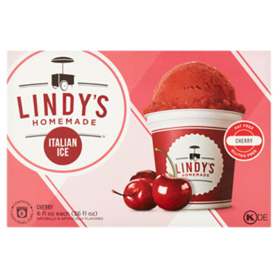 Lindy's Homemade Cherry Italian Ice, 6 fl oz, 6 count The Fresh Grocer