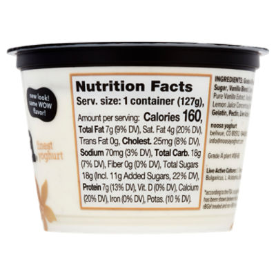 Frozen Yogurt Milk Noosa Yoghurt Nutrition Facts Label,, 44 OFF