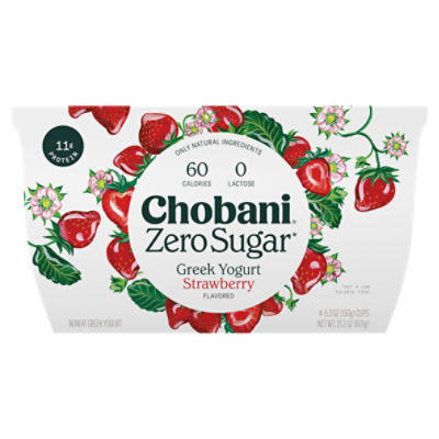 Chobani Zero Sugar Strawberry Flavor Yogurt, 5.3 oz, 4 count