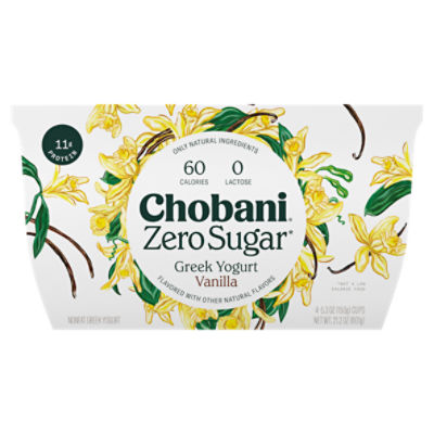 Chobani Zero Sugar Nonfat Greek Vanilla Yogurt 4 5.3 oz Cups ShopRite