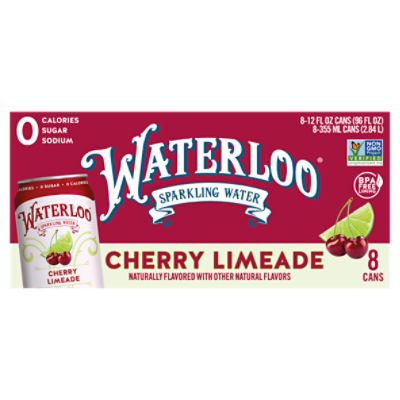 Waterloo Cherry Limeade Sparkling Water, 12 fl oz, 8 count ShopRite