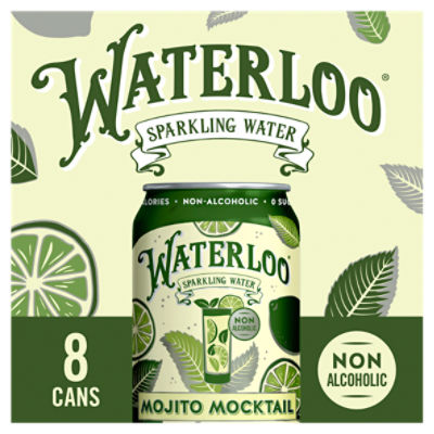 Waterloo Mojito Mocktail Sparkling Water, 12 fl oz, 8 count The Fresh