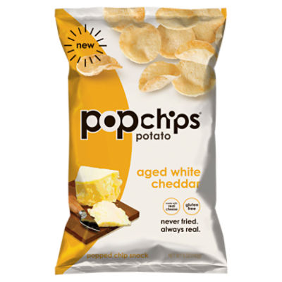 Popchips Aged White Cheddar Potato Popped Chip Snack, 5 oz