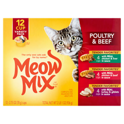 Meow Mix Tender Favorites Poultry & Beef Cat Food Variety Pack, 2.75 oz