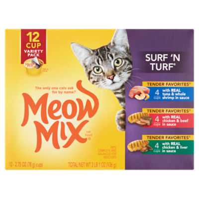 Meow Mix Tender Favorites Surf 'N Turf Cat Food Variety Pack, 2.75 oz