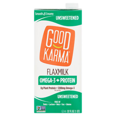 Good Karma Unsweetened Omega3 + Protein Flaxmilk, 32 fl oz ShopRite