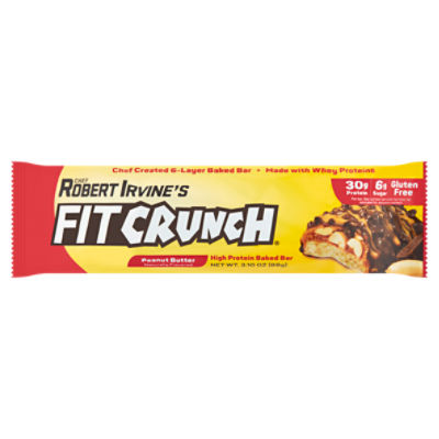 Chef Robert Irvine's FITCRUNCH Peanut Butter Whey Protein Baked Bar, 3.