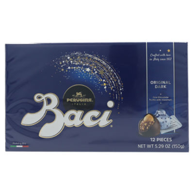 Perugina Baci Original Fine Dark Chocolate Truffle with Hazelnuts, 12