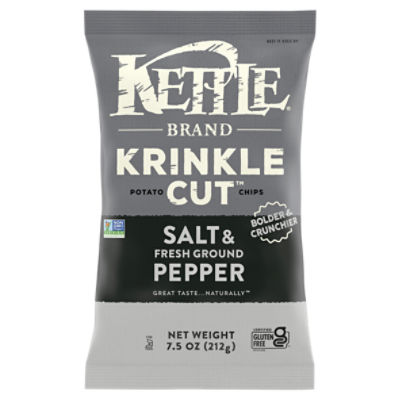 Kettle Brand Potato Chips, Krinkle Cut, Salt & Fresh Ground Pepper