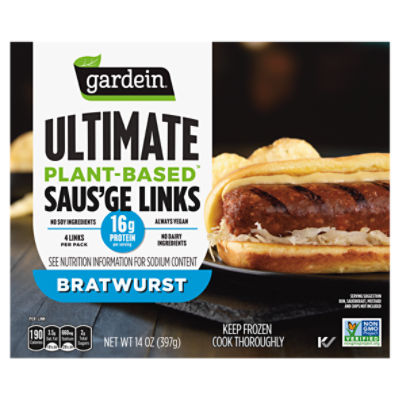 Gardein Ultimate PlantBased Bratwurst Saus'ge Links, 4 count, 14 oz