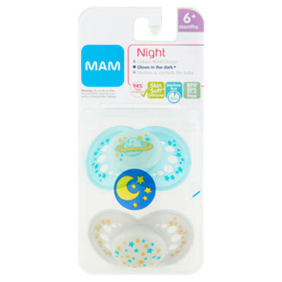 MAM Night Pacifiers, 6+ Months, 2 count ShopRite