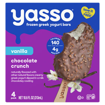 Yasso Vanilla Chocolate Crunch Dipped Greek Yogurt Bars, 2.65 fl oz, 4