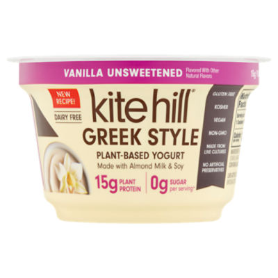 Kite Hill Vanilla Unsweetened Greek Style PlantBased Yogurt, 5.3 oz