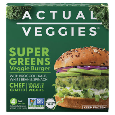 Actual Veggies Super Greens Veggie Burger, 4 count, 12 oz ShopRite