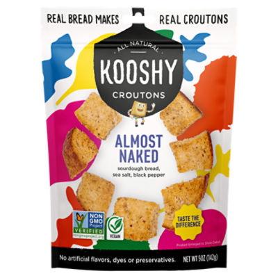Kooshy Almost Naked Sourdough Bread, Sea Salt, Black Pepper Croutons, 5