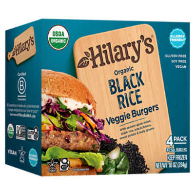 Hilary's Organic Black Rice Veggie Burgers, 2.5 oz, 4 count ShopRite