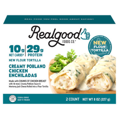 Real Good Foods Creamy Poblano Chicken Enchiladas, 2 count, 8 oz ShopRite