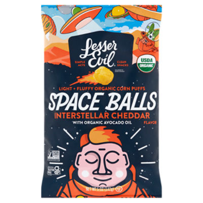 Lesser Evil Organic Interstellar Cheddar Flavor Space Balls Corn Puffs