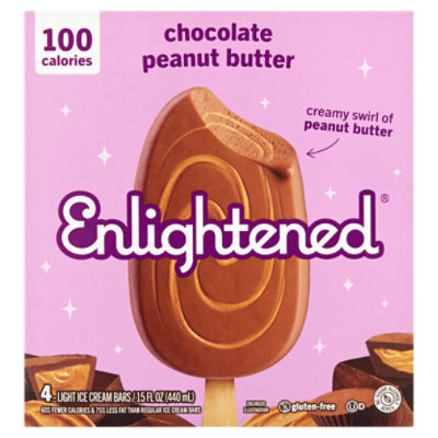 Enlightened Chocolate Peanut Butter Light Ice Cream Bars, 4 count, 15