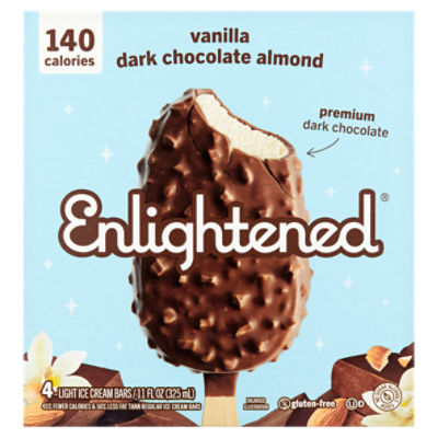 Enlightened Vanilla Dark Chocolate Almond Light Ice Cream Bars, 4 count