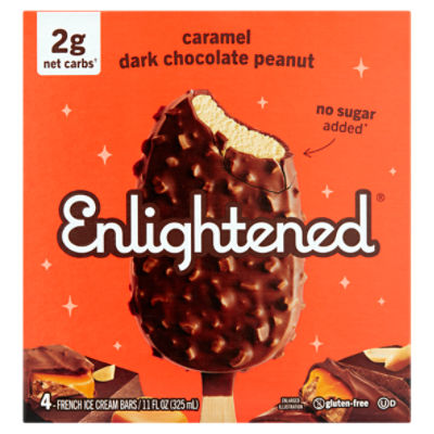Enlightened Caramel Dark Chocolate Peanut French Ice Cream Bars, 4