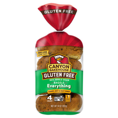 Canyon Bakehouse Gluten Free Everything 100 Whole Grain Bagels, 4