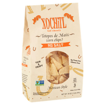 Xochitl No Salt Mexican Style White Corn Chips, 16 oz