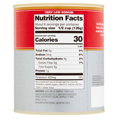 Canned Tomatoes Nutrition Label