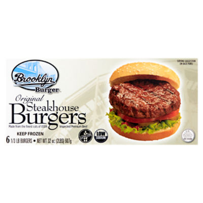 Brooklyn Burger Original Steakhouse Burgers, 1/3 lb, 6 count ShopRite