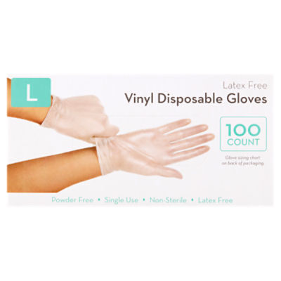 Vinyl Disposable Gloves, L, 100 count