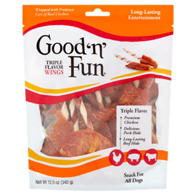 Healthy Hide Good 'n' Fun Triple Flavor Wings Snack for All Dogs, 12.0