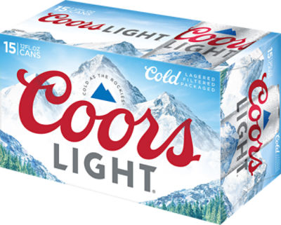 Coors Light Beer 15 pack Cans, 180 fl oz