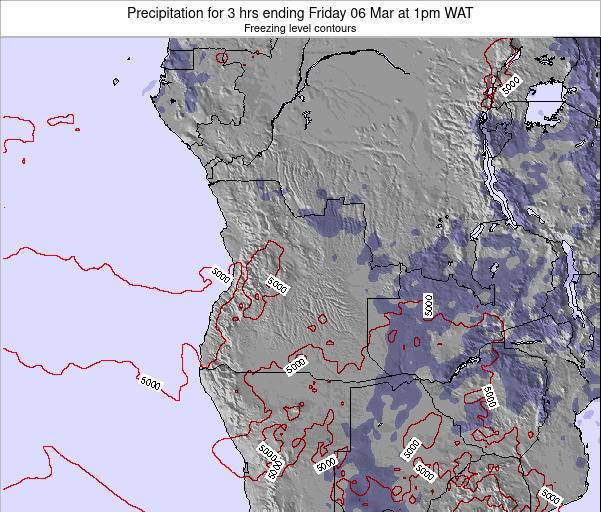 Angola Precipitation for 3 hrs ending Sunday 07 Mar at 7am WAT