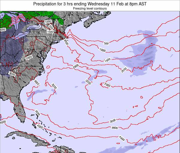Bermuda Precipitation for 3 hrs ending Saturday 27 Feb at 8am AST