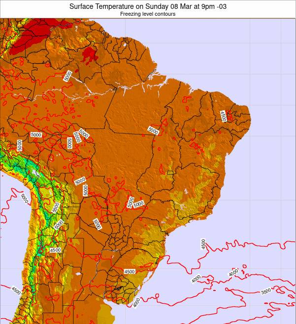 Brazil Surface Temperature on Thursday 11 Feb at 10am BRST