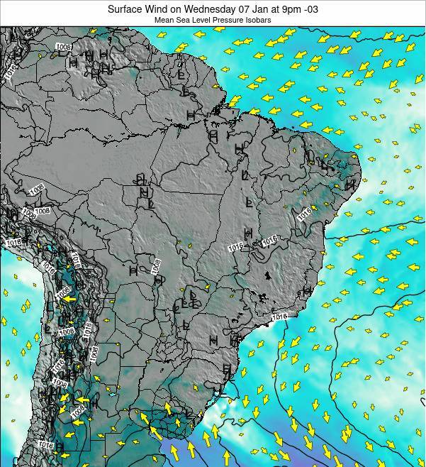 Brazil Surface Wind on Wednesday 22 May at 9pm 03