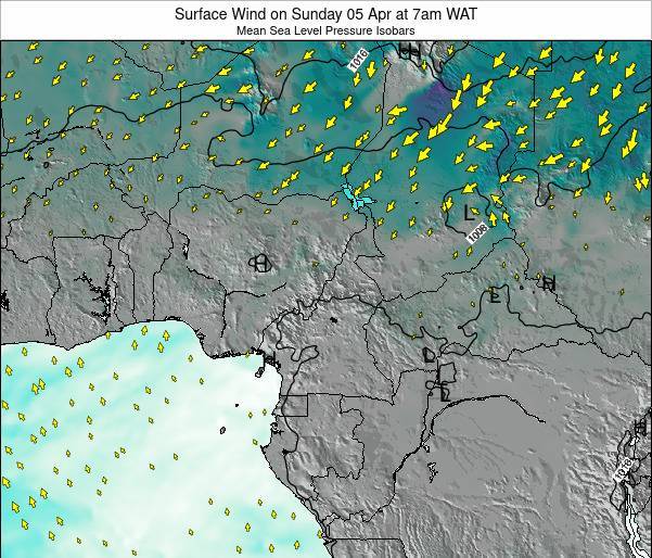 Cameroon Weather Map 2017 Cameroon Surface Wind on Friday 11 Jun at 7am WAT