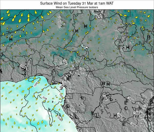 Cameroon Weather Map 2017 Cameroon Surface Wind on Wednesday 21 Jul at 1pm WAT