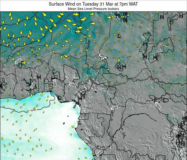 Cameroon Weather Map 2017 Cameroon Surface Wind on Thursday 19 Aug at 1am WAT