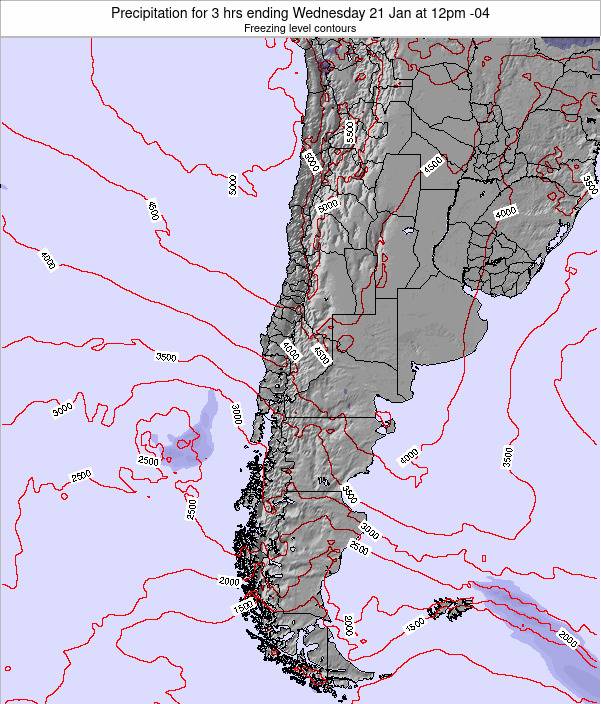 Chile Precipitation for 3 hrs ending Monday 24 Jul at 11pm 04